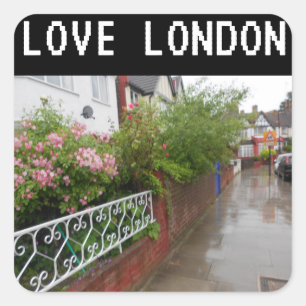 Een Londense straat en regen Engeland Vierkante Sticker