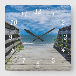 Een loopbrug naar Paradise Wall Clock Vierkante Klok