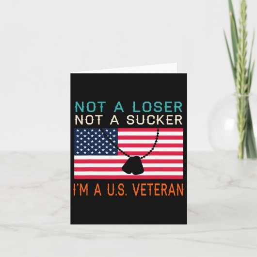 Een Loser Sucker Ik ben een US Veteran Biden 2020 Kaart (Voorkant)