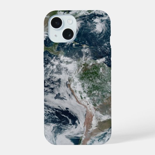 Een losse keten van tropische cyclonen iPhone 15 hoesje (Achterkant)