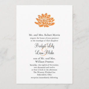 Een Lotus Flower Wedding-uitnodiging (oranje) Kaart