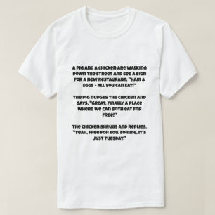 Een luchtgrap over een varken en een kip t-shirt