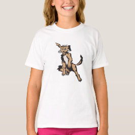 Een luchtige hond met blauwe papaver t-shirt