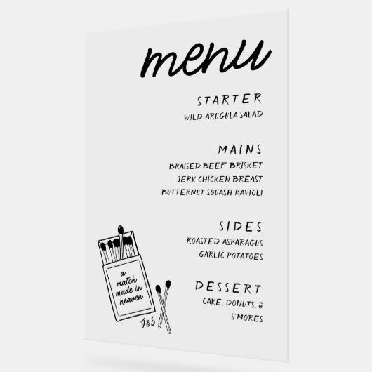 Een lucifer Gemaakt Hemel Bruiloft Manu Acryl Teke Acryl Bord (Hoek)