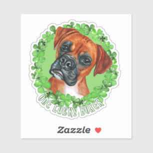 Eén Lucky Boxer Funny St. Patrick Dog Sticker