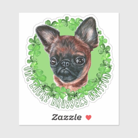 Een Lucky Brussels Griffon Funny St. Patrick Dog Sticker (Vel)