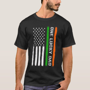 Eén Lucky Dad Irish American Flag Ireland St Patri T-shirt