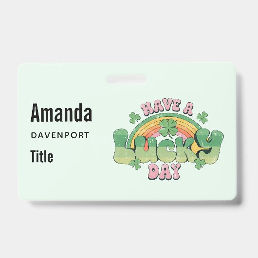 Een Lucky Day Retro Typografie Badge (Front)