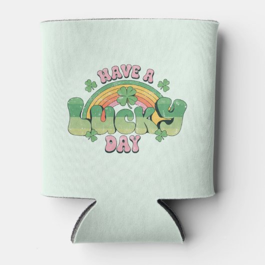 Een Lucky Day Retro Typografie Blikjeskoeler (Voorkant)