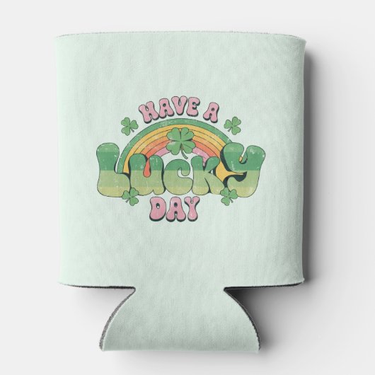 Een Lucky Day Retro Typografie Blikjeskoeler (Achterkant)