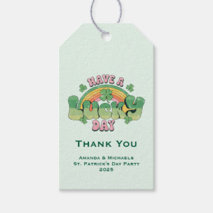 Een Lucky Day Retro Typografie Cadeaulabel