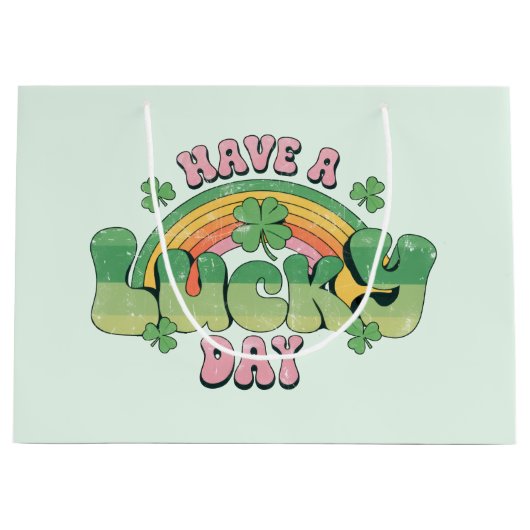 Een Lucky Day Retro Typografie Groot Cadeauzakje (Voorkant)