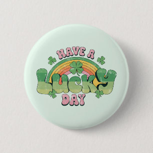 Een Lucky Day Retro Typografie Ronde Button 5,7 Cm