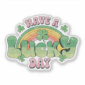 Een Lucky Day Retro Typografie Sticker (Voorkant)