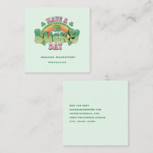 Een Lucky Day Retro Typografie Vierkante Visitekaartje