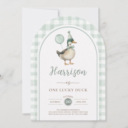 Een Lucky Duck Ballon 1st Birthday Boho Arch Kaart (Voorkant)