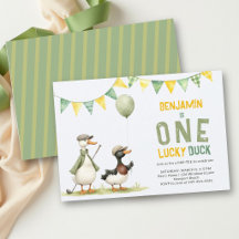 Eén Lucky Duck Golf Par Tee Boy 1e Verjaardag