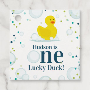 Een Lucky Duck Pink Eerste Verjaardagsfeestje Bedankjes Labels