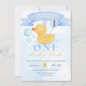 Een Lucky Duck Rubber Duck 1e verjaardag Kaart (Voorkant)