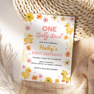 Een Lucky Duck Verjaardagsuitnodiging Kaart
