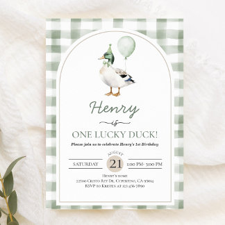 Een Lucky Duck verjaardagsuitnodiging Kaart