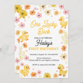Een Lucky Duck verjaardagsuitnodiging Kaart (Voorkant / Achterkant)