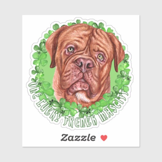 Een Lucky French Mastiff Funny St. Patrick Dog Sticker (Vel)