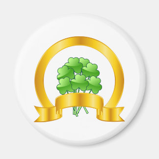 Een Lucky Golden Hoefijzer met groene shamrocks Magneet