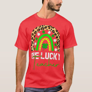 Eén Lucky Kinder Teacher Rainbow Leopard St T-shirt