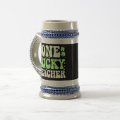 Eén Lucky leraar Groovy Retro leraar St Patricks Bierpul (Voorkant links)