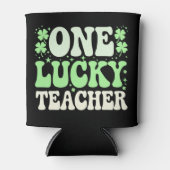 Eén Lucky leraar Groovy Retro leraar St Patricks Blikjeskoeler (Voorkant)