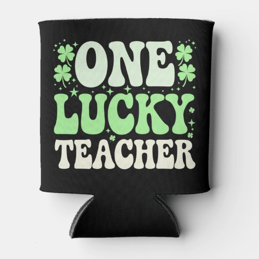 Eén Lucky leraar Groovy Retro leraar St Patricks Blikjeskoeler (Voorkant)