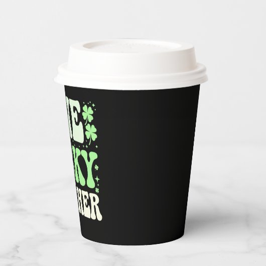 Eén Lucky leraar Groovy Retro leraar St Patricks Papieren Bekers (Links)