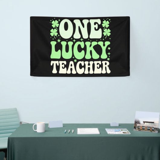 Eén Lucky leraar Groovy Retro leraar St Patricks Spandoek (Beurs)