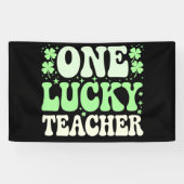 Eén Lucky leraar Groovy Retro leraar St Patricks Spandoek (Horizontaal)