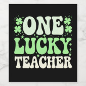 Eén Lucky leraar Groovy Retro leraar St Patricks Wijn Etiket (Enkel label)