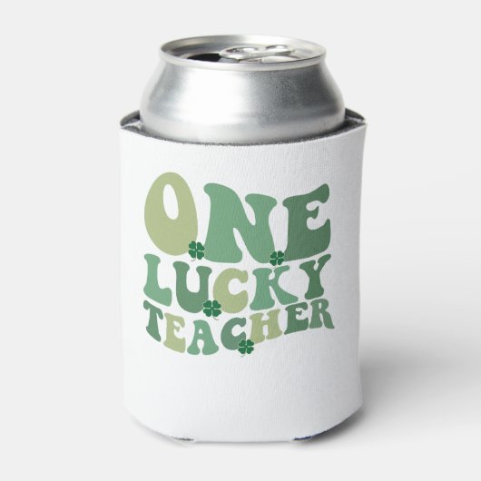 Eén Lucky leraar St Patricks Day Retro Groovy Blikjeskoeler (Blikje Voorkant)