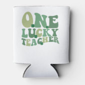 Eén Lucky leraar St Patricks Day Retro Groovy Blikjeskoeler (Voorkant)
