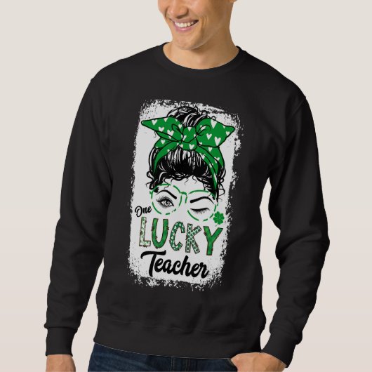 Eén Lucky leraar St Patricks Day Wink Eye Messing Trui (Voorkant)