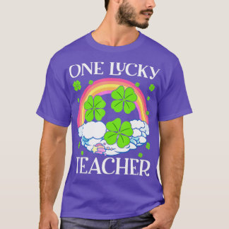 Eén Lucky leraar St Patricks Day Women Rainbow Sh T-shirt