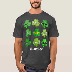 Eén Lucky Lunch Lady Irish Shamrock Rainbow St Pat T-shirt