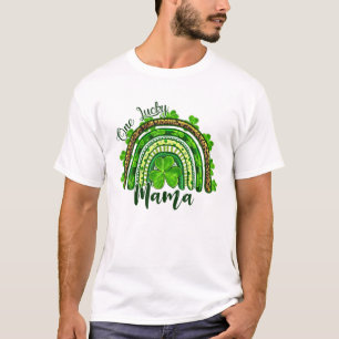 Eén Lucky Mama Irish Rainbow Leopard Patricks Day T-shirt