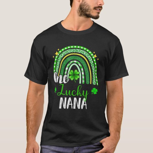 Eén Lucky Nana Leopard Print Rainbow St Patrick T-shirt (Voorkant)