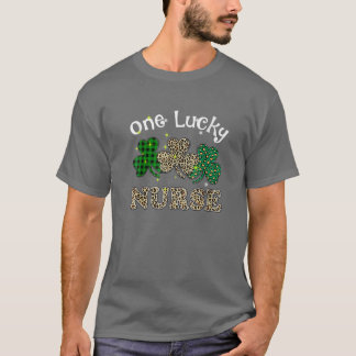 Eén Lucky Nurse Leopard Shamrock St Patrick Day T-shirt