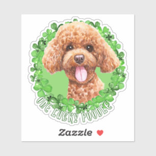 Eén Lucky Poodle Funny St. Patrick Dog Sticker