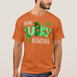 Eén Lucky Teacher Shamrock Clover Leopard St Patri T-shirt
