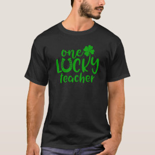 Eén Lucky Teacher Shamrock Hoefijzers Teacher Pat T-shirt