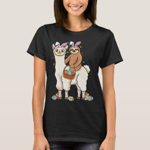 Een luiaard die op lama konijn oor & eieren jagen t-shirt