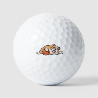 Een luie hond golfballen