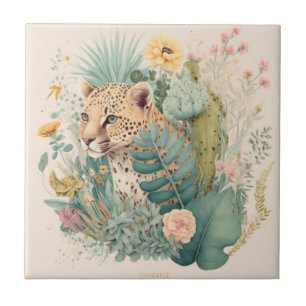 Een luipaard achter de struik tegeltje